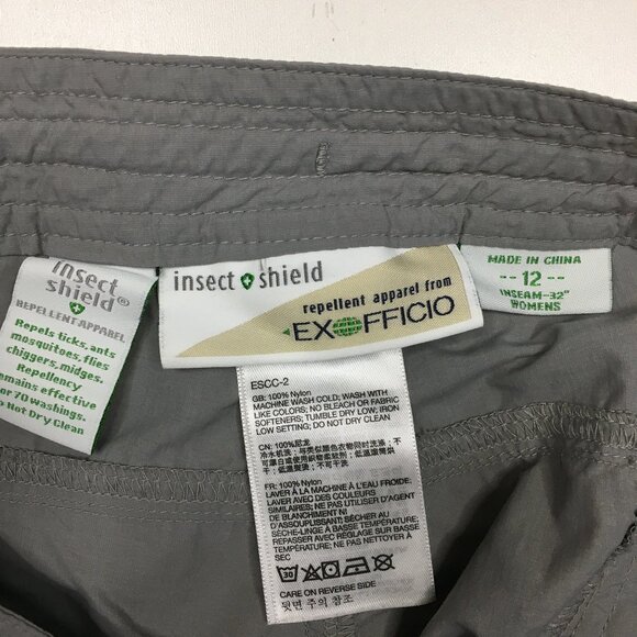 EXOFFICIO Insect Shield Bug Repellent Gray Adjustable Length Velcro Active Pant - Picture 2 of 12